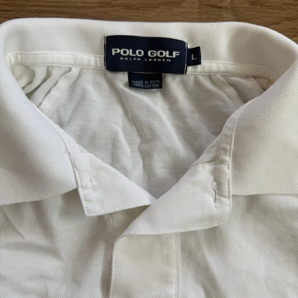 Vintage Polo Golf Ralph Lauren 100% Cotton Polo Shirt Large White